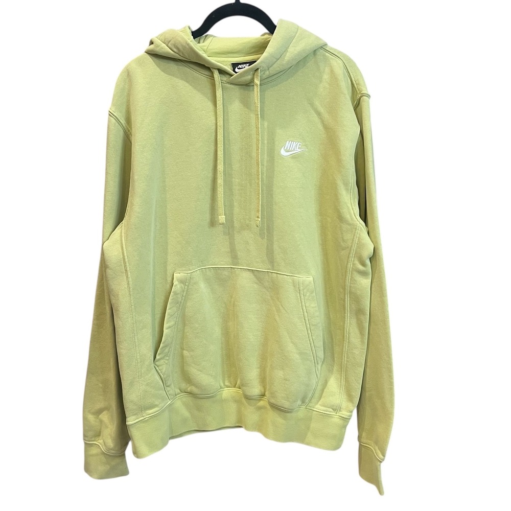 Nike Sportswear Club Fleece Pullover‎ Hoodie Yellow Green Size Small